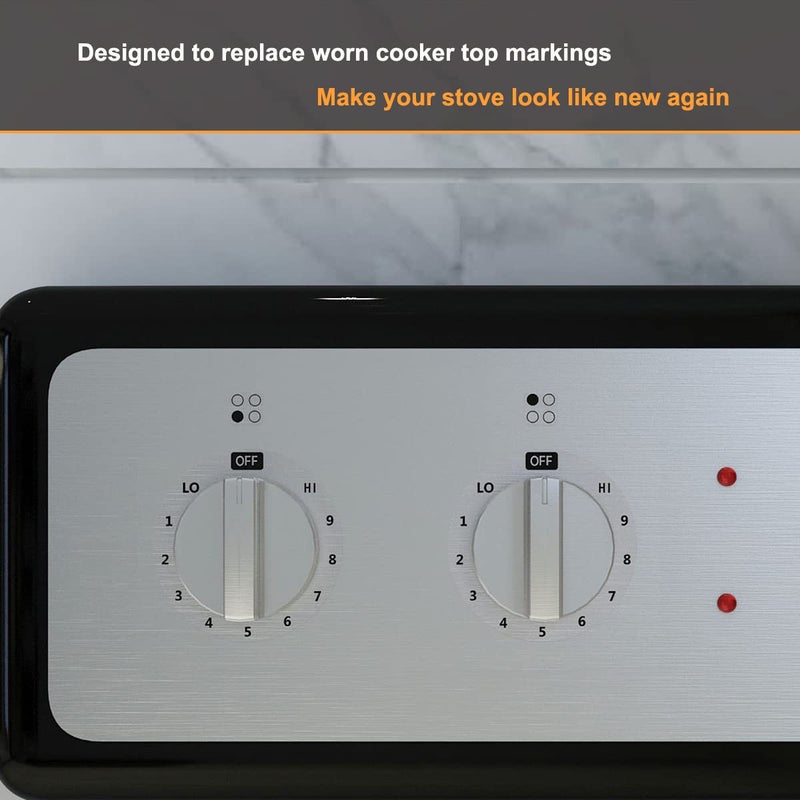 MANWU 6 Stove dials Sticker for Burner cooktop hob Cooker top Oven Replacement Adhesive knob Symbols (Black Print ON Clear for Silver, White or Light Coloured Cooker Tops) - Image 5