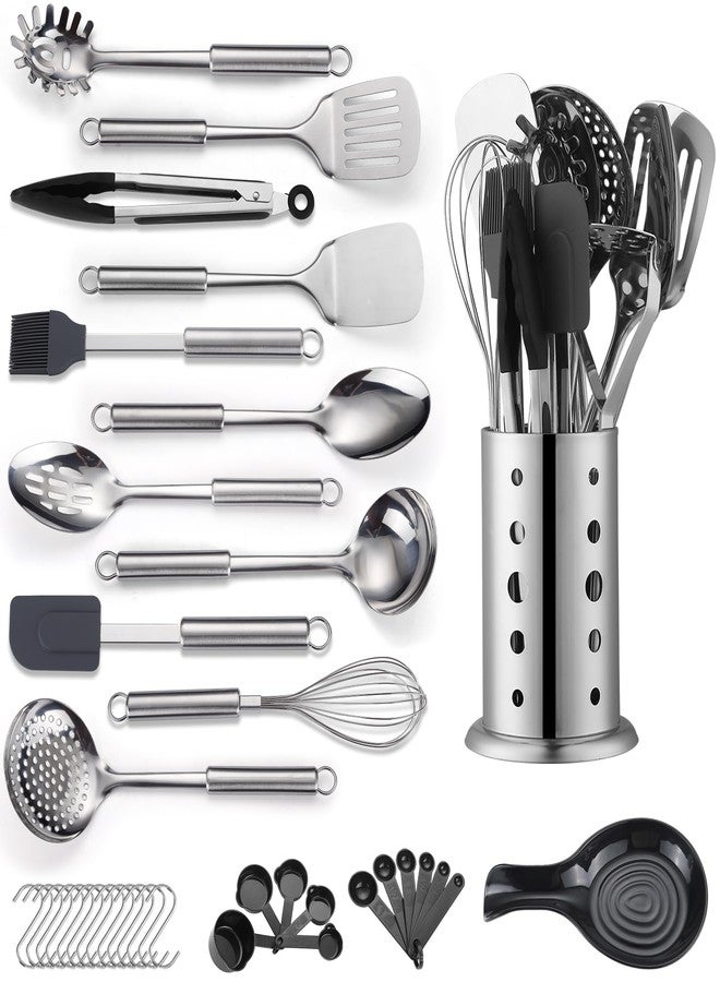 Reanea Kitchen Utensils Set, 39 Pieces Stainless Steel Cooking Utensils Set, Spoon Spatula Set with Sturdy Stainless Steel Utensil Holder, Dishwasher Safe - Image 1