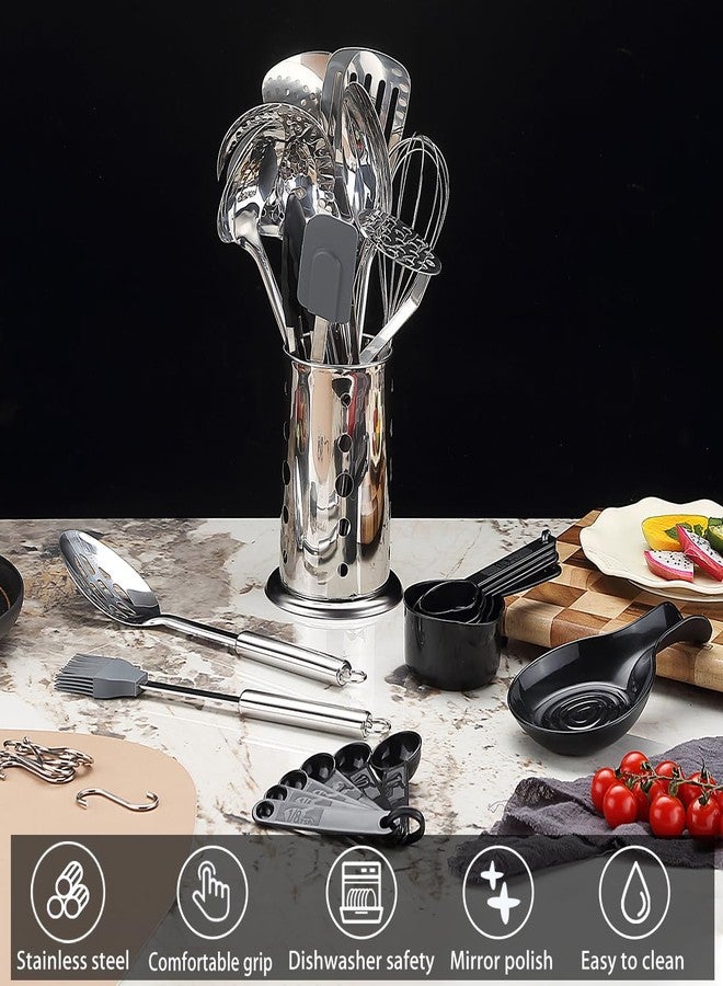 Reanea Kitchen Utensils Set, 39 Pieces Stainless Steel Cooking Utensils Set, Spoon Spatula Set with Sturdy Stainless Steel Utensil Holder, Dishwasher Safe - Image 3