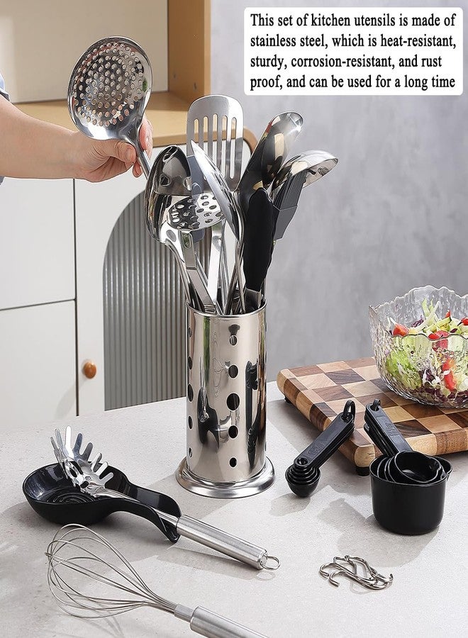 Reanea Kitchen Utensils Set, 39 Pieces Stainless Steel Cooking Utensils Set, Spoon Spatula Set with Sturdy Stainless Steel Utensil Holder, Dishwasher Safe - Image 4