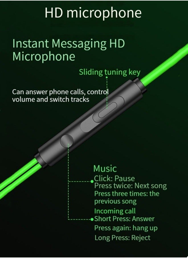 Generic - gaming gaming headset in-ear wired Type-c interface elbow high sound quality callable headset (green) - Image 1
