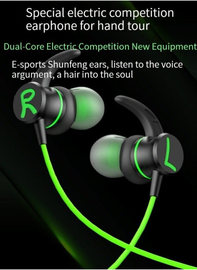 Generic - gaming gaming headset in-ear wired Type-c interface elbow high sound quality callable headset (green) - Image 1
