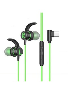 gaming gaming headset in-ear wired Type-c interface elbow high sound quality callable headset (green)