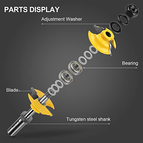 Exqutoo 1/2 Inch Shank 3 Piece Router Extension Tenon Drill Bit Set for Entry Door Rails and Door Frame Wood Milling Cutter Door - Image 4