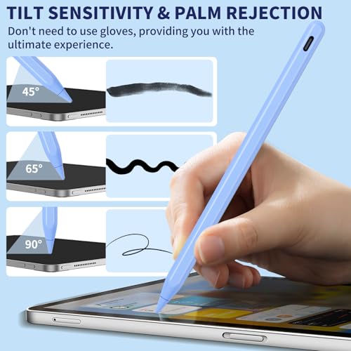 HFENGZN iPad Pencil for 9th & 10th Generation, Fast Charge Stylus Pen for Palm Rejection and Tilt Sensitivity, Compatible with iPad Pro 11/12.9in, Mini 5/6, iPad 6/7/8/9/10, Air 3/4/5 (Blue) - Image 3
