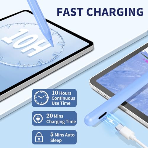 HFENGZN iPad Pencil for 9th & 10th Generation, Fast Charge Stylus Pen for Palm Rejection and Tilt Sensitivity, Compatible with iPad Pro 11/12.9in, Mini 5/6, iPad 6/7/8/9/10, Air 3/4/5 (Blue) - Image 4