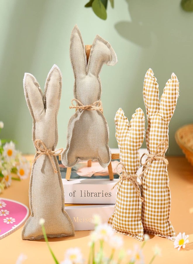 Civaner 4 Pieces Easter Rustic Bunnies, Farmhouse Easter Decor Bunny Stuffed Fabric Rabbit Spring Decor for Easter Home Desk Counter Tiered Tray Basket Bowl Fillers Rabbit Collections - Image 1