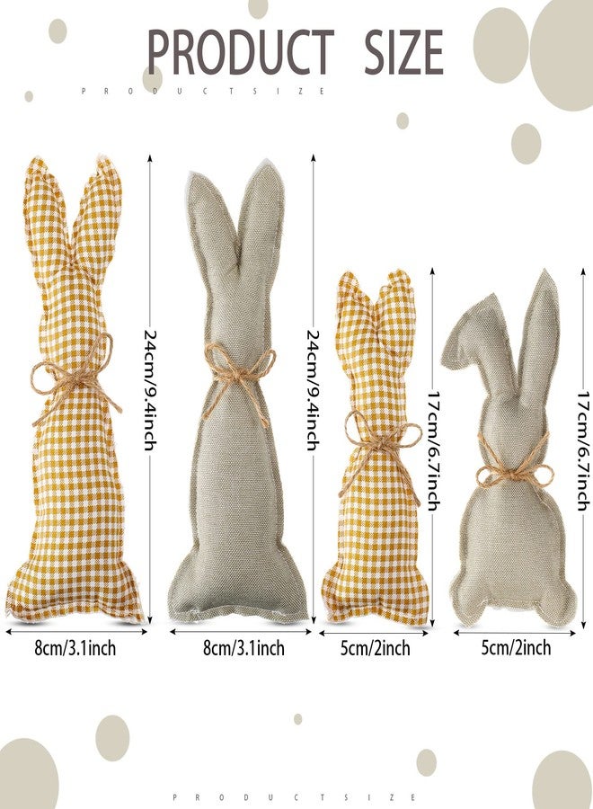 Civaner 4 Pieces Easter Rustic Bunnies, Farmhouse Easter Decor Bunny Stuffed Fabric Rabbit Spring Decor for Easter Home Desk Counter Tiered Tray Basket Bowl Fillers Rabbit Collections - Image 3