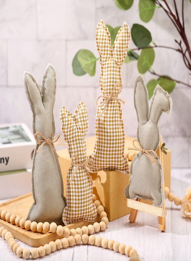 Civaner 4 Pieces Easter Rustic Bunnies, Farmhouse Easter Decor Bunny Stuffed Fabric Rabbit Spring Decor for Easter Home Desk Counter Tiered Tray Basket Bowl Fillers Rabbit Collections - Image 5