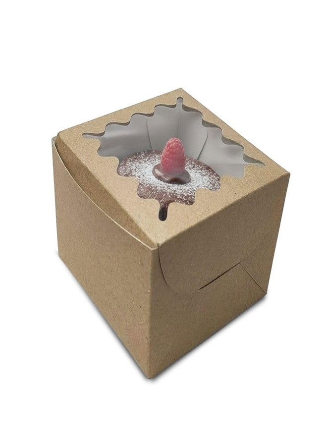 Intactmedia Food Grade Kraft Cake Box with Window, 360gsm Premium Brown Bakery Box for Cakes, Cupcakes & Brownies - Sturdy Auto-Popup Gift Box - Pack of 15 - Image 3