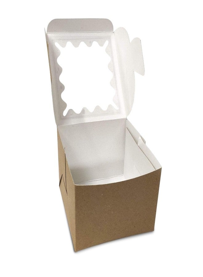 Intactmedia Food Grade Kraft Cake Box with Window, 360gsm Premium Brown Bakery Box for Cakes, Cupcakes & Brownies - Sturdy Auto-Popup Gift Box - Pack of 15 - Image 2