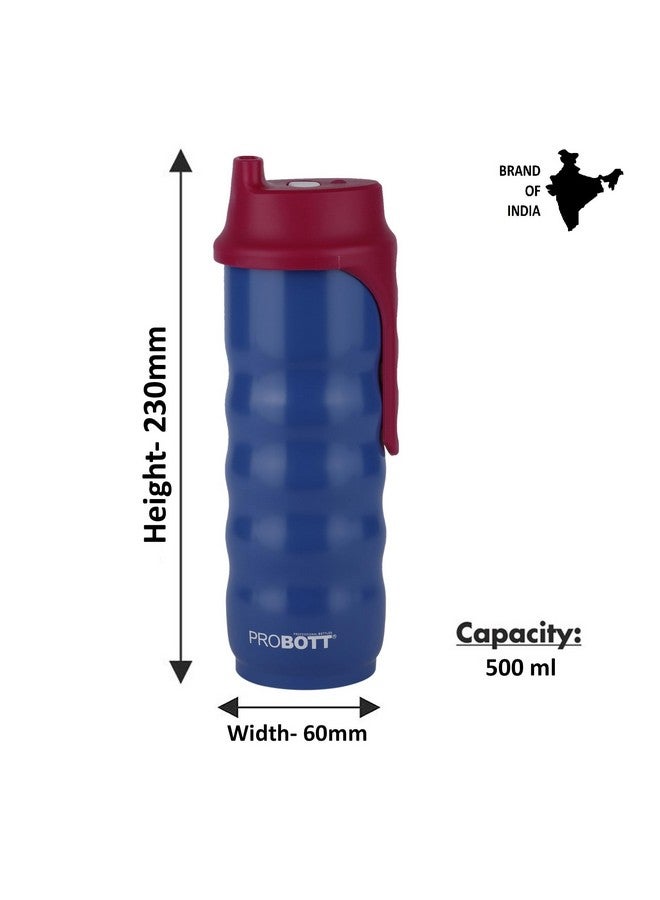 PROBOTT PROBOTT Spring Stainless Steel Water Bottle, Vacuum Insulated Flask Bottles, 500 ml, Blue | Hot and Cold | Easy to Carry | Leak Proof | Proteins | Sports | Office | Gym | Travel  - Image 3