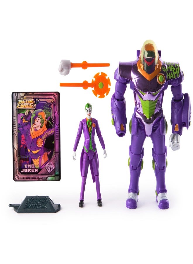 SPIN MASTER DC Comics, Metal Force The Joker Action Figure, 6-Inch with 4-Inch Mini Figure, Built-in Blaster and Armor Suit, Super Hero Kids Toys for Boys and Girls Ages 4 and Up - Image 1