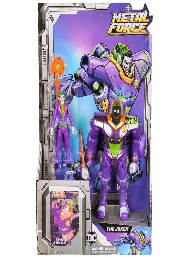 SPIN MASTER DC Comics, Metal Force The Joker Action Figure, 6-Inch with 4-Inch Mini Figure, Built-in Blaster and Armor Suit, Super Hero Kids Toys for Boys and Girls Ages 4 and Up - Image 2