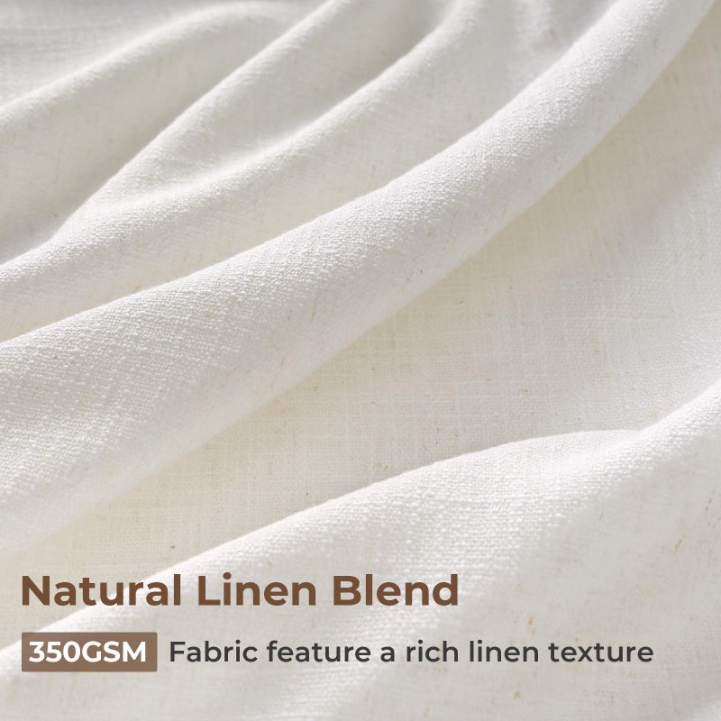 INOVADAY Memory Trained Pinch Pleated Curtains 90 Inches Long, Linen Curtains for Living Room, 2 Panel Set Pinch Pleated Drapes with Hooks, Light Filtering Window Treatment, 40" W x 90" L, Beige White - Image 3