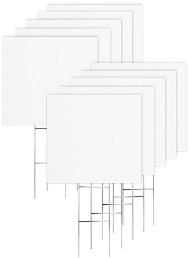 Ysglory 10 Pack White Corrugated Plastic Yard Signs 18x12 Inch Large Blank Custom Lawn Signs with Stakes Weatherproof Outdoor Advertising Board for Real Estate, Business, Events - Image 1