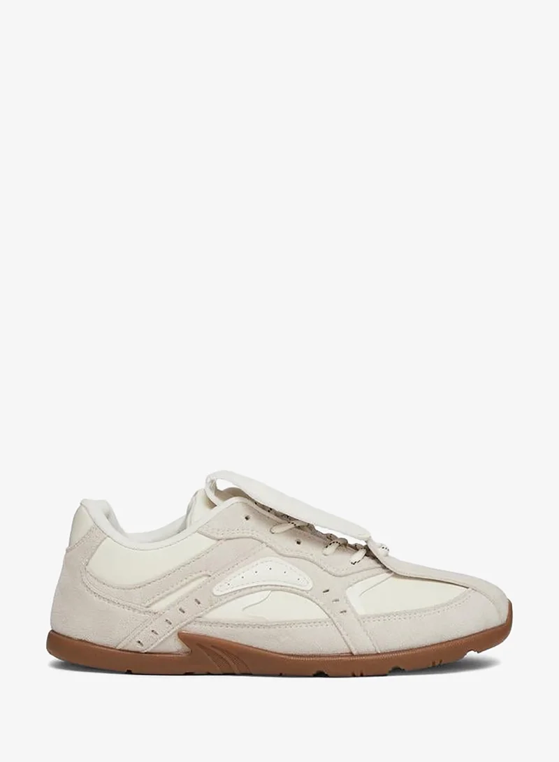 Textured Lace-Up Retro Sneakers
