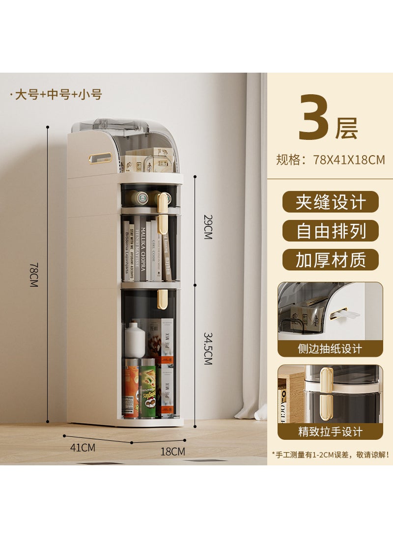 Generic - Kitchen Gap Storage Cabinet Refrigerator Drawer-type Gap Cabinet Bathroom Side Cabinet Ultra-narrow Gap Storage Rack Household Small + medium + large 41*18*78cm Small + medium + large 41*18*78cm - Image 1