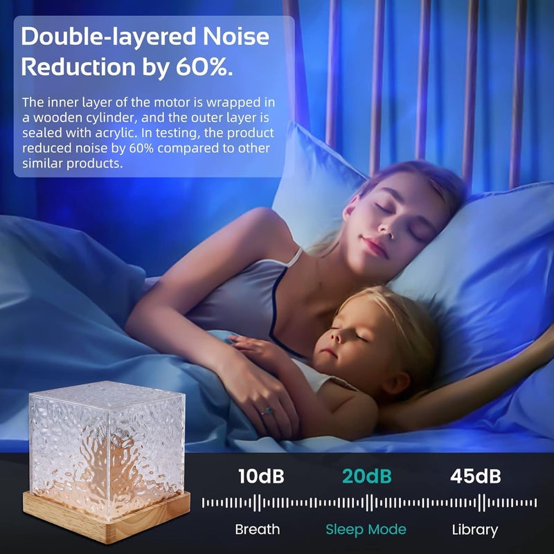 LEKEONE Ocean Wave Projector Light with 16 Colors Rechargeable Luminorthe Cube Lamp for Bedroom Decor/Party/Christmas Gifts/Tiktok Live/Room Decor- 4.4inch - Image 4