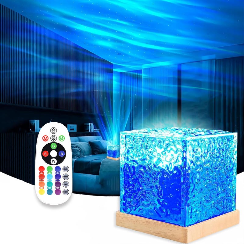 LEKEONE Ocean Wave Projector Light with 16 Colors Rechargeable Luminorthe Cube Lamp for Bedroom Decor/Party/Christmas Gifts/Tiktok Live/Room Decor- 4.4inch - Image 1