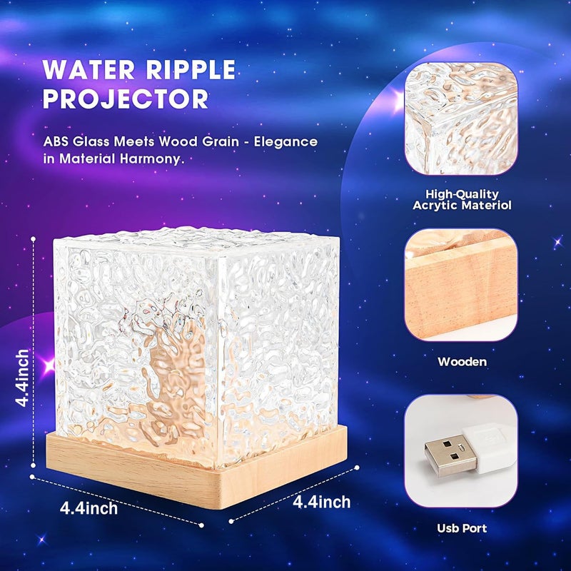 LEKEONE Ocean Wave Projector Light with 16 Colors Rechargeable Luminorthe Cube Lamp for Bedroom Decor/Party/Christmas Gifts/Tiktok Live/Room Decor- 4.4inch - Image 3