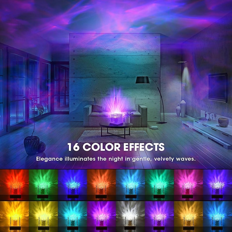 LEKEONE Ocean Wave Projector Light with 16 Colors Rechargeable Luminorthe Cube Lamp for Bedroom Decor/Party/Christmas Gifts/Tiktok Live/Room Decor- 4.4inch - Image 2