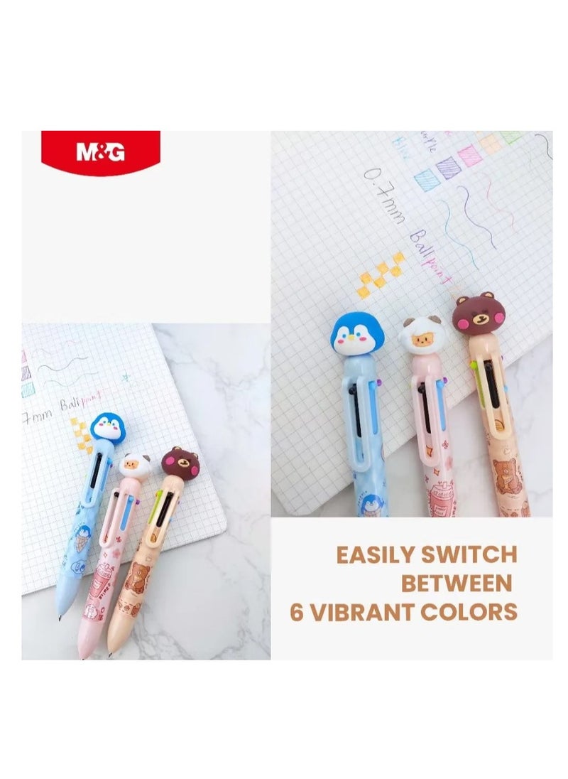 ام اند جي M&G Chenguang Cute Animal Design 6-in-1 Multicolor Ballpoint Pen 0.7mm - No:ABPU8173  - Image 5