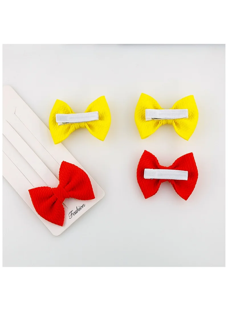 D'Daniela D'Daniela Nisha Ribbon Bow Clip Set For Babies and Girls -  Yellow & Red