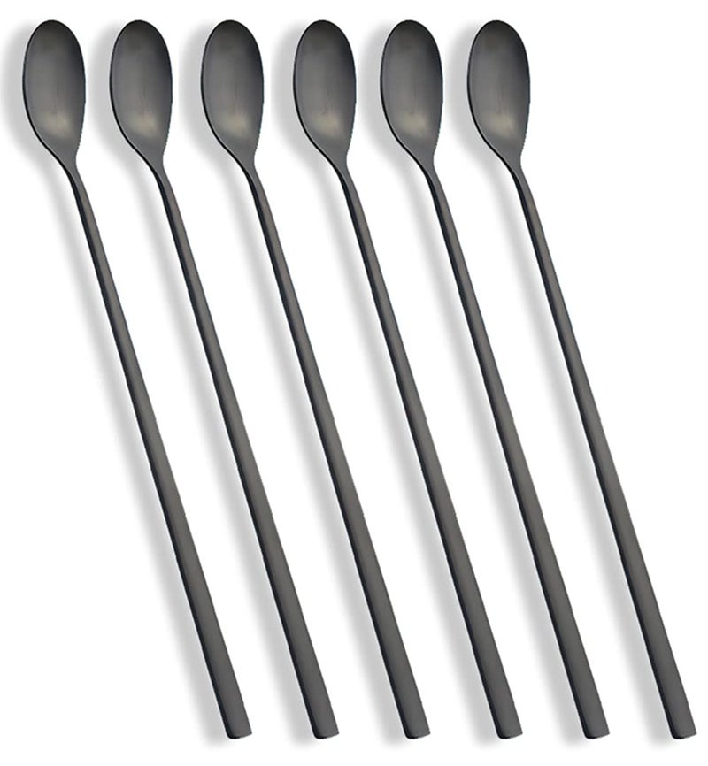AOOSY Long Handle Spoon, Matte Black Coffee Stirrers, 9-inch Ice Tea Spoon, AOOSY Premium 18/10 Stainless Steel Iced Teaspoon Coffee Spoons for Milks Tea Mixing Cocktail Stirring Coffee, Set of 6 - Image 1