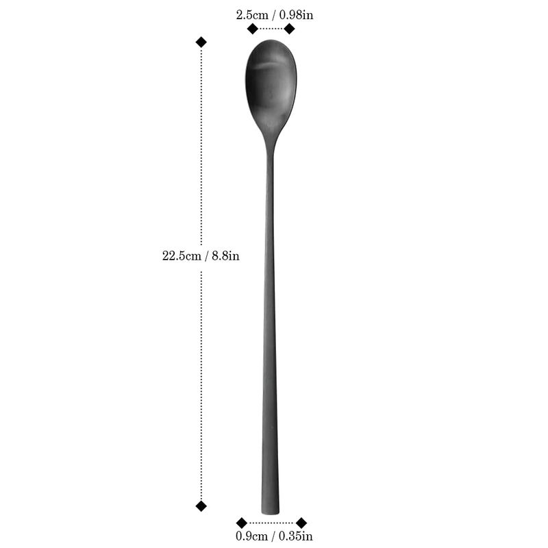AOOSY Long Handle Spoon, Matte Black Coffee Stirrers, 9-inch Ice Tea Spoon, AOOSY Premium 18/10 Stainless Steel Iced Teaspoon Coffee Spoons for Milks Tea Mixing Cocktail Stirring Coffee, Set of 6 - Image 2