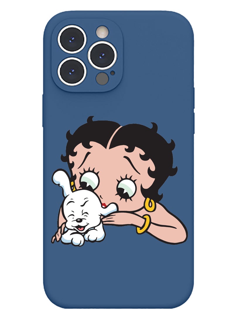 Theodor Protective Slim Fit Case Liquid Silicone Cover with Full Body Protection Anti-Scratch Shockproof Case For iPhone 13 Pro Blue  - Betty Boop - Image 1