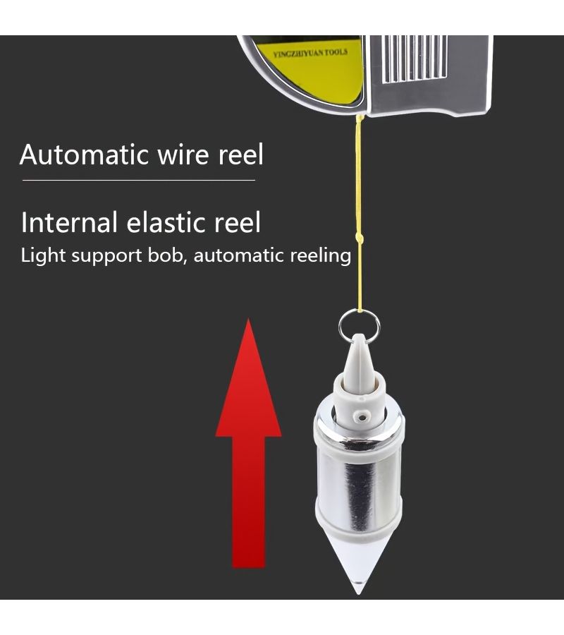 1PC 3M Magnetic Line Hammer Heavy Duty Hanging Wire 6 Meter Strong Magnetic Fixation Automatic Wire Reel For Woodworking Concrete House Construction Site Measuring Tool Metallic Finish - Image 5