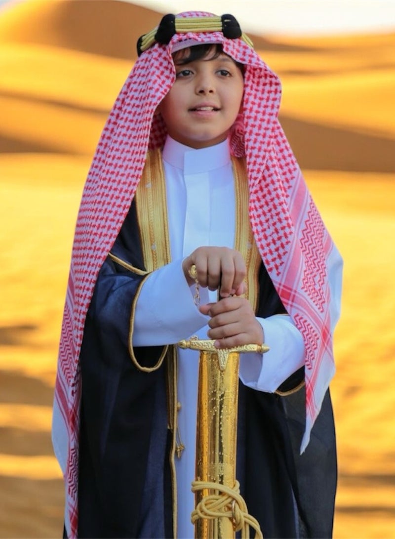 بهنس بشت مشلح ملكي فاخر (90سم) بشت مشلح ملكي فاخر باللون الأسود، تطريز ذهبي فاخر، مقاسات مختلفة للمواليد، الأطفال، الأولاد، الشباب، مناسب كهدية، هدايا للأطفال والأولاد، مشلح أسود، بشت أسود - Image 3