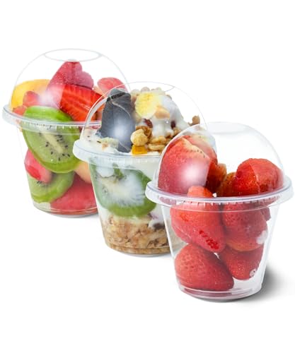 Aatriet 9 oz Clear Plastic Cups with Lids - 25 Sets Dessert Cups with Dome Lid (NO HOLE), Disposable Party Cup for Fruit/Ice Cream/Cupcake/Iced Cold Drinks - Image 1