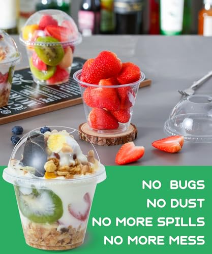 Aatriet 9 oz Clear Plastic Cups with Lids - 25 Sets Dessert Cups with Dome Lid (NO HOLE), Disposable Party Cup for Fruit/Ice Cream/Cupcake/Iced Cold Drinks - Image 4