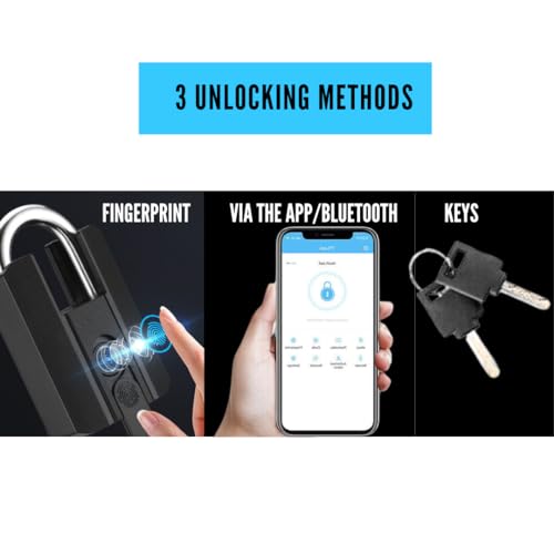 SMILEDRIVE® Z+ Smart Door Lock Fingerprint Padlock for Home with Superfast Unlocking IP67 with 3 Unlocking Mechanisms: Fingerprint, Bluetooth & Keys - Image 3