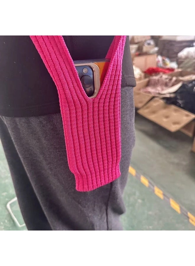 MOCOM Wearable Knit Phone Pocket with Short 40cm Strap — Designer 3D-Knit Crossbody Phone Carrier | Universal Fit for All iPhone Models & Smartphones | Luxury Flexible Accessory for AirPods, Wallet & Everyday Essentials | Crafted with Stretch Technology | Effortless Style & Utility - Image 2
