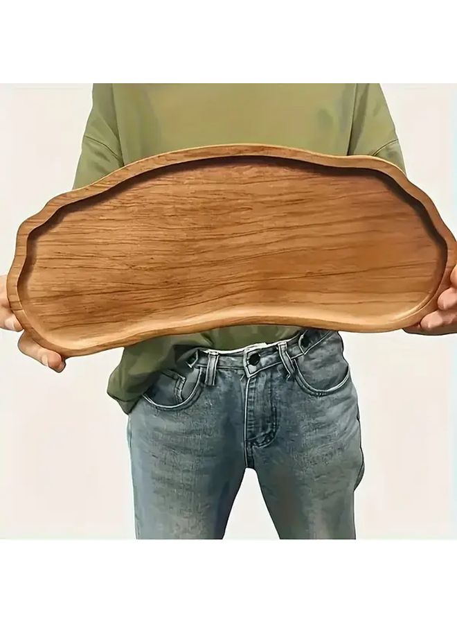 Acacia Wood Oval Serving Tray Rainbow Natural Solid Wood Breakfast Tray Fruit Tray Coffee Tray Tea Tray Snack Tray Durable Living Room Decor Kitchen Platter Suitable For Hotel Restaurant Dessert - Image 1
