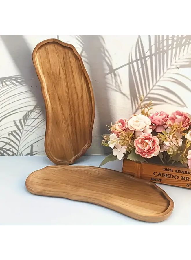 Acacia Wood Oval Serving Tray Rainbow Natural Solid Wood Breakfast Tray Fruit Tray Coffee Tray Tea Tray Snack Tray Durable Living Room Decor Kitchen Platter Suitable For Hotel Restaurant Dessert - Image 2