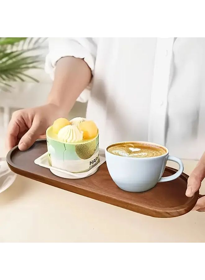 Acacia Wood Oval Serving Tray Rainbow Natural Solid Wood Breakfast Tray Fruit Tray Coffee Tray Tea Tray Snack Tray Durable Living Room Decor Kitchen Platter Suitable For Hotel Restaurant Dessert - Image 3
