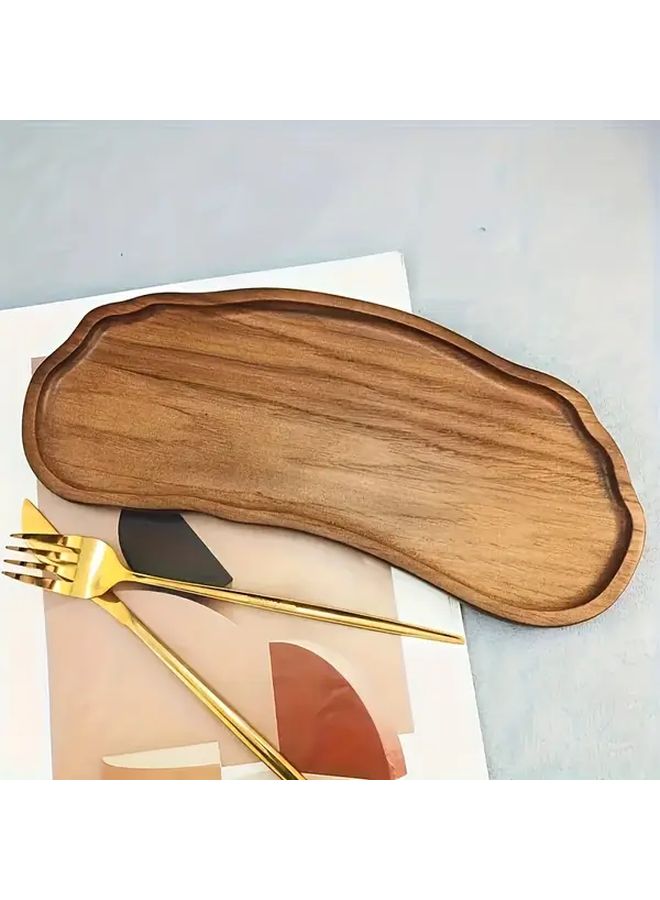 Acacia Wood Oval Serving Tray Rainbow Natural Solid Wood Breakfast Tray Fruit Tray Coffee Tray Tea Tray Snack Tray Durable Living Room Decor Kitchen Platter Suitable For Hotel Restaurant Dessert - Image 4