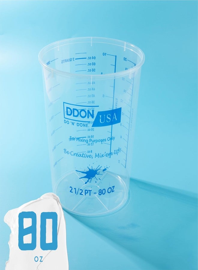 DDON USA أكواب خلط الطلاء من دي دي أو إن يو إس إيه، سعة 80 أونصة، عبوة من 10 أكواب - أكواب قياس بلاستيكية مدرجة للاستخدام مرة واحدة، مناسبة لراتنج الإيبوكسي وطلاء السيارات والمشاريع الفنية | نسب خلط مطبوعة مسبقًا - Image 3