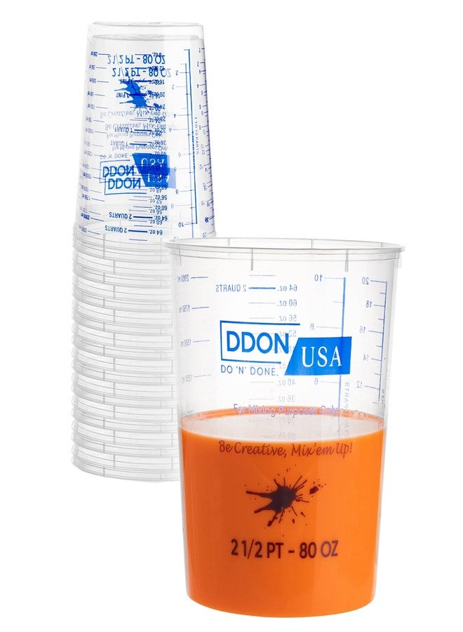 DDON USA أكواب خلط الطلاء من دي دي أو إن يو إس إيه، سعة 80 أونصة، عبوة من 10 أكواب - أكواب قياس بلاستيكية مدرجة للاستخدام مرة واحدة، مناسبة لراتنج الإيبوكسي وطلاء السيارات والمشاريع الفنية | نسب خلط مطبوعة مسبقًا - Image 1