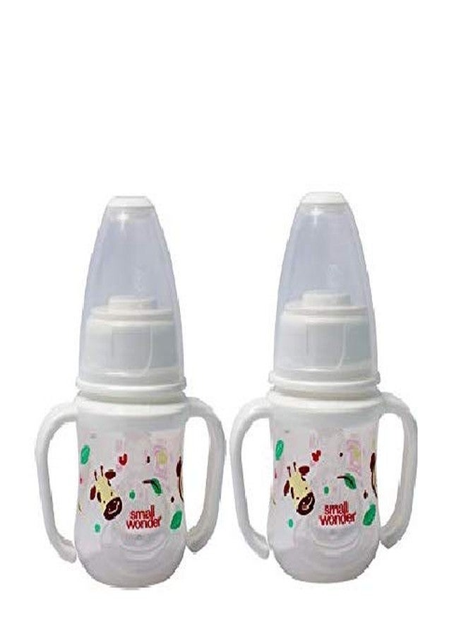 Small Wonder Baby Feeding Bottle Slim Neck Clear 60 ml Pack of 2, Animal Print, with Anti Colic Nipple, New Born/Infants/Toddler Upto 3 Years, BPA Free, White Colour - Image 1