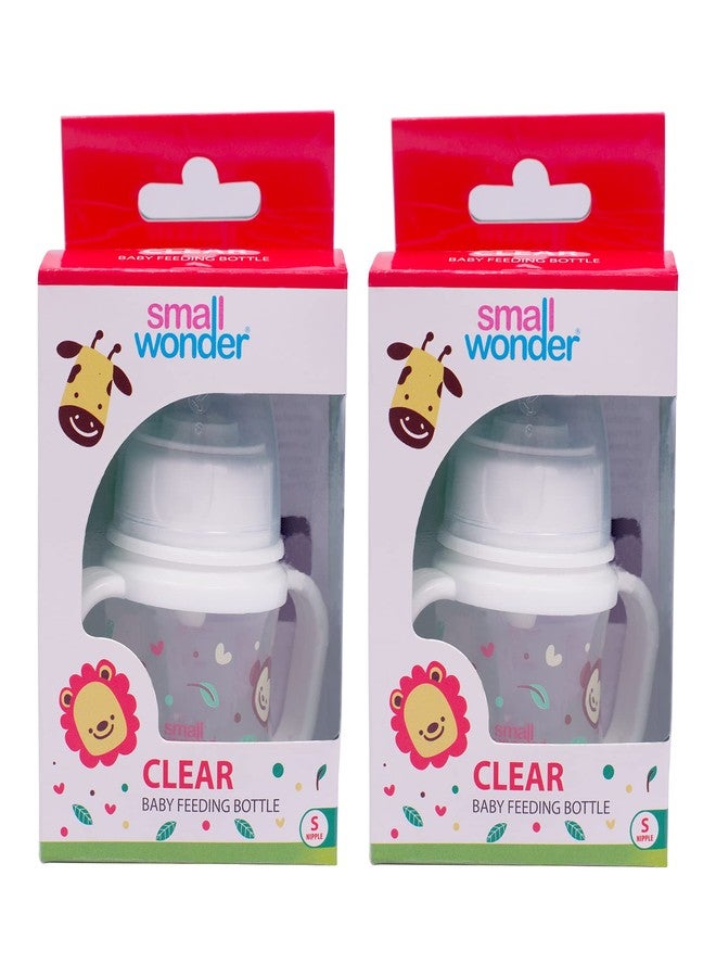 Small Wonder Baby Feeding Bottle Slim Neck Clear 60 ml Pack of 2, Animal Print, with Anti Colic Nipple, New Born/Infants/Toddler Upto 3 Years, BPA Free, White Colour - Image 3