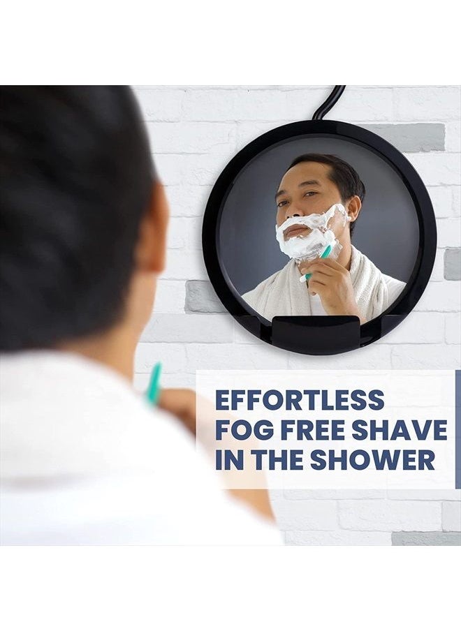 Mirrorvana - Round Hanging Fogless Shower Mirror for Shaving with Real Glass Surface and Adjustable Swivel Hook - Simply Fill Back Chamber/Reservoir with Hot Water - Image 1