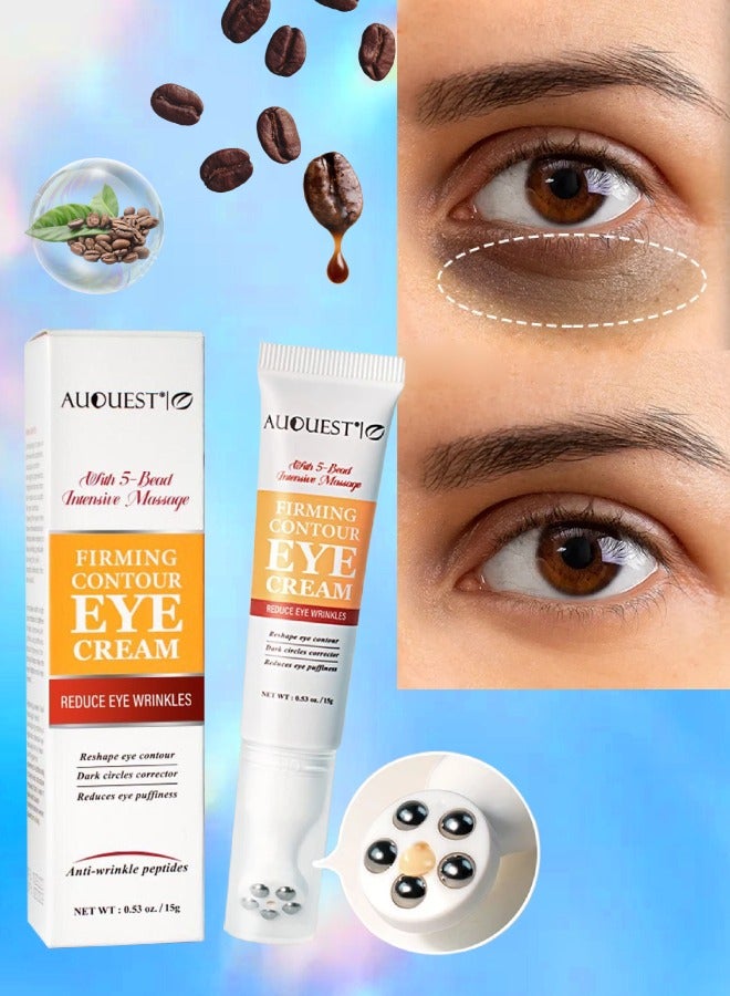 AuQuest Firming Contour Eye Cream Anti Wrinkles Reshape Eye Contour Correct Dark Circles Reduce Eye Puffiness and Anti Aging Eye Cream with 5 Bead Intensive Massage Anti Wrinkle Peptides Cream 15g  - Image 1