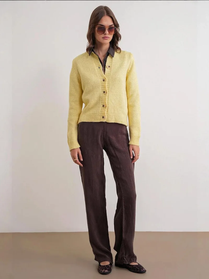 MixRay Mixray Ribbed Knit Button Cardigan