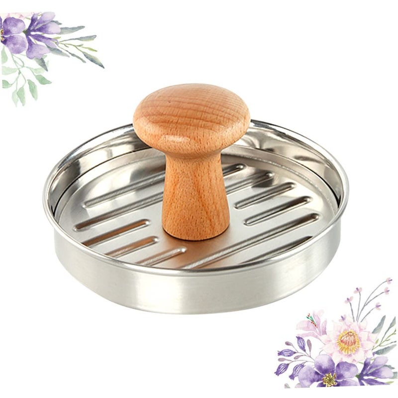 Stainless Steel Large Burger Press Mold With Wooden Handle For BBQ Picnics Parties - Image 4