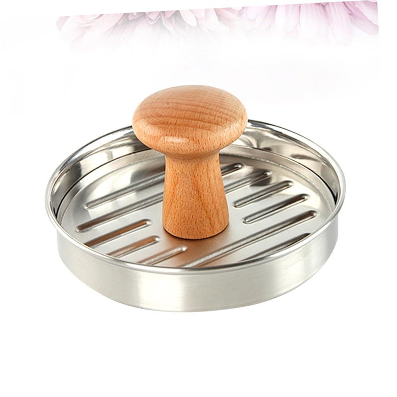 Stainless Steel Large Burger Press Mold With Wooden Handle For BBQ Picnics Parties - Image 5